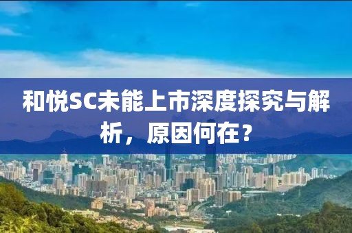 和悦SC未能上市深度探究与解析，原因何在？