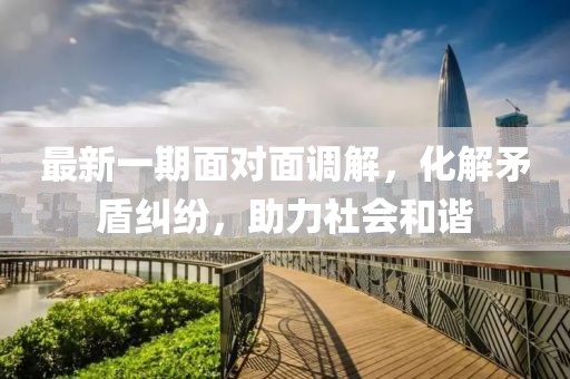 最新一期面对面调解，化解矛盾纠纷，助力社会和谐