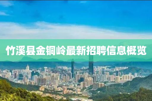 竹溪县金铜岭最新招聘信息概览