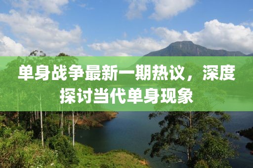 单身战争最新一期热议，深度探讨当代单身现象