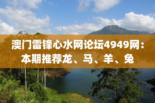 澳门雷锋心水网论坛4949网：本期推荐龙、马、羊、兔