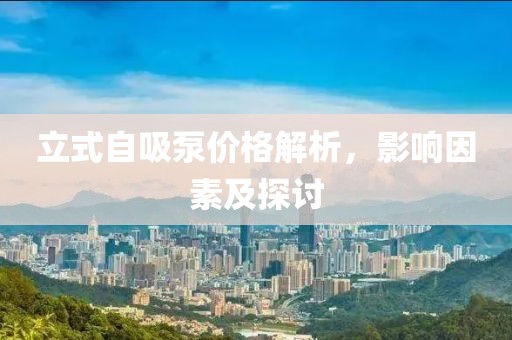 立式自吸泵价格解析，影响因素及探讨