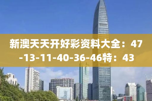 新澳天天开好彩资料大全：47-13-11-40-36-46特：43