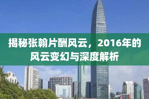 揭秘张翰片酬风云，2016年的风云变幻与深度解析