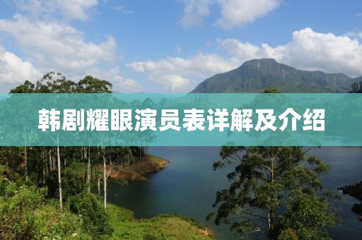 韩剧耀眼演员表详解及介绍
