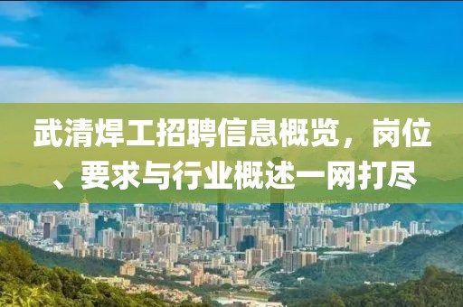 武清焊工招聘信息概览，岗位、要求与行业概述一网打尽