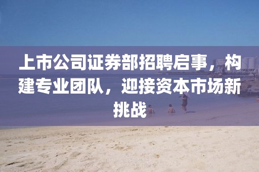上市公司证券部招聘启事，构建专业团队，迎接资本市场新挑战