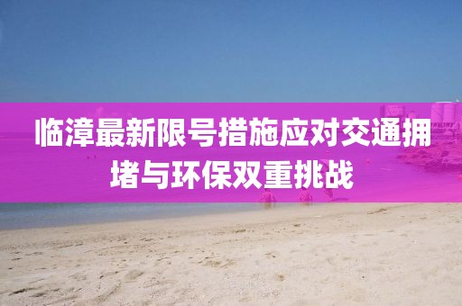 临漳最新限号措施应对交通拥堵与环保双重挑战