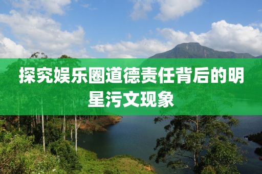 探究娱乐圈道德责任背后的明星污文现象