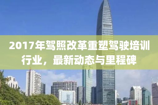 2017年驾照改革重塑驾驶培训行业，最新动态与里程碑