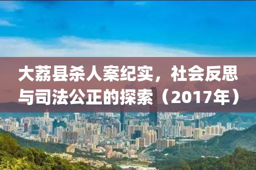 大荔县杀人案纪实，社会反思与司法公正的探索（2017年）