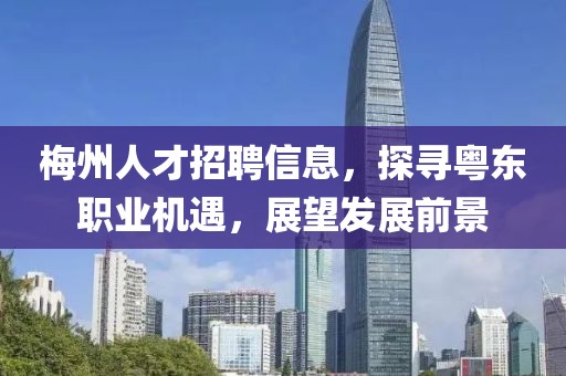 梅州人才招聘信息，探寻粤东职业机遇，展望发展前景